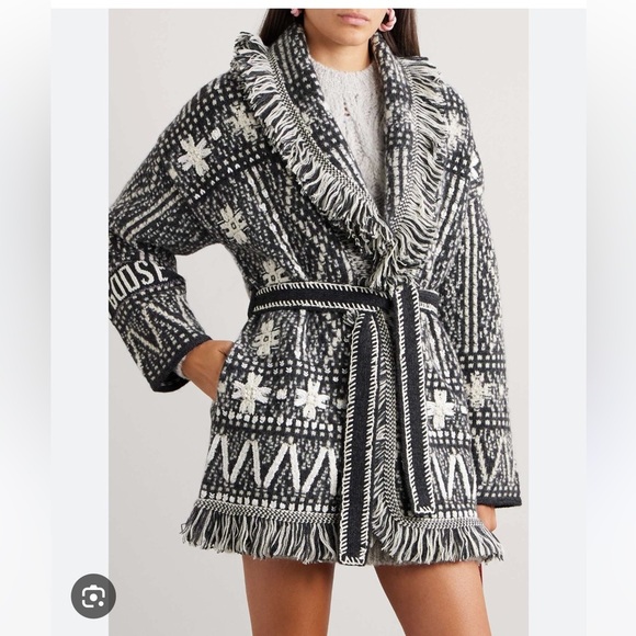 GOLDEN GOOSE Journey belted fringed Fair Isle alpaca and wool-blend cardigan - Picture 6 of 16